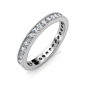 Platinum Milgrain Channel Set Diamond Full Eternity Ring - 2 cent diamonds