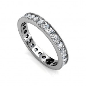 Platinum Milgrain Channel Set Diamond Full Eternity Ring - 3 cent diamonds